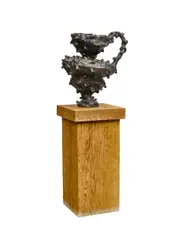Andrew Lord, Jug on Pedestal, patinated bronze, waxed oak pedestal