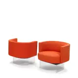 Pair of Swiveling Crescent Chairs by Vladimir Kagan, model 7014, plexi, upholstery, sold Oct 2019