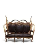 Michel Haillard, Custom Horned Sofa, parcel giltwood, bronze, horn, leather by Edelman