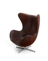 Egg Chair by Arne Jacobsen, for Fritz Hansen, aluminum, leather by Edelman, sold Oct 2019