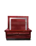 Philippe Starck, Custom High Back Two Seat Sofa, stained alder wood, velvet, textured leather by Edelman, ebonized and stained wood