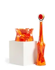 Nerox Bottle with Stopper and Vase by Ermanno Toso, for Fratelli Toso, blown glass, sold Oct 2019