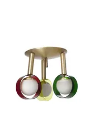 Triple Ceiling Light by Stilnovo, frosted glass, acrylic, brass, offered Oct 2019