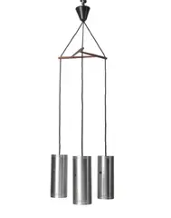 Triple Ceiling Light by Kai Kristiansen, for Fog & Mørup, aluminum, teak, plastic cap, offered Oct 2019