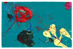 Rug by Sam Francis, woven wool, sold Oct 2019