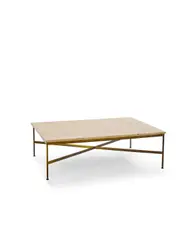 Paul McCobb, Coffee Table, travertine, brass