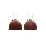 Otto Kaszner, Pair of Pendant Lights, patinated fiberglass, glass, steel