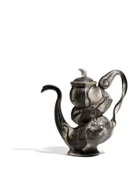 David Regan, Teapot (Cabin Interior), glazed porcelain, incised 'Regan 92'