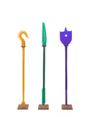 Rick Beck, Hook Staff, Saw Staff, Spade Bit Staff, 2003, cast glass, metal, each glass element engraved 'Beck 2003'