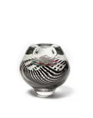 Gary Beecham, Double Textile Vessel, blown glass, etched 'Gary Beecham 1987 "Double Textile Vessel"'