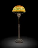 Rare and Early Swirling Leaf Floor Lamp by Tiffany Studios, designed 1901, Favrile glass and patinated bronze, base model no, sold Jun 2019
