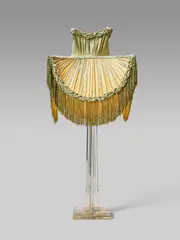 Unique Table Lamp by Adolf Loos, glass, brass, silk shade, sold Jun 2019