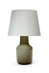 Massimo Vignelli, Rare Table Lamp, designed for Venini 1954-55, tea-dust opalino glass, brass, circular foil label 'VENINI S
