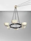 Ceiling Lamp by Gino Sarfatti, model no 2022, for Arteluce, brass, enameled aluminum, frosted glass, sold Jun 2019