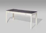 Finn Juhl, Desk, for Niels Vodder, painted wood, lacquered top, brass, bank of two drawers to each side