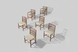 Set of Six Rare Lattice Chairs with Rounded Corners by Hans J. Wegner, offered Jun 2019