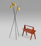 Stilnovo, Standard Lamp, enameled steel, brass, enameled aluminum, transfer label to shade 'STILNOVO MILANO ITALY'