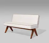 Public Bench by Pierre Jeanneret, teak, later re-upholstered, sold Jun 2019