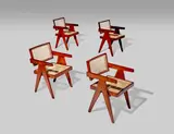 Set of Eight Office Cane Chairs by Pierre Jeanneret, Set of Eight Office Cane Chairs, sold Jun 2019