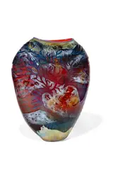 Petroglyph Vessel by William Morris, blown glass, engraved 'William Morris 1990', offered Jun 2019