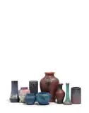 Group of Nine Vases by Rookwood Pottery, matt glazed pottery, each with the firm's marks, sold Apr 2019