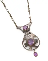 Pendant by Bennett Murrle & Co., silver, amethyst, stamped with maker's mark and '950', on link chain, sold Apr 2019