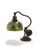 Tiffany Studios, Counter Balance Desk Lamp, damascene glass, patinated bronze, shade engraved 'L