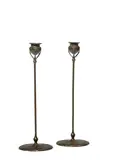 Pair of Candlesticks by Tiffany Studios, patinated bronze, sold Apr 2019