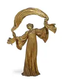 Agathon Léonard, Danseuse à l'écharpe, gilt bronze
