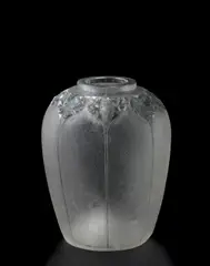 René Lalique, Frise De Perruches Vase, cire perdue glass with blue and grey two-tone patina, engraved 'R LALIQUE'