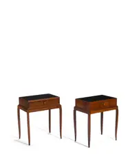 Jean Pascaud, Pair of Side Tables, rosewood, glass