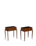 Jean Pascaud, Pair of Side Tables, rosewood, glass