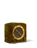 Kadette K 25 Clockette by International Radio Corporation, green catalin with matching knobs, brass, metal mesh, with KADETTE decal on face, offered Apr 2019