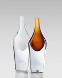 Pair of Rare Bottiglia Tipo Sasso con Collo Corto Vases by Antonio da Ros, for Vetreria Gino Cenedese, sommerso glass, the clear example with narrow band of internal decoration, offered Apr 2019