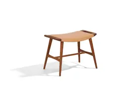 Hans J. Wegner, Rare Music Stool, Stolen, teak, leather upholstery, underside with enamel tag 'DANISH FURNITURE MAKER'S CONTROL' and with ink stamp 13