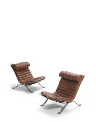 Arne Norell, Pair of Ari Chairs, steel, leather