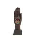 Benjamin Bufano, Hand of Peace, patinated bronze, enamel, wood