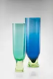 Antonio da Ros, Large Rare Tulipano Chiuso Vase, for Vetreria Gino Cenedese, blue sommerso glass cased in pale yellow