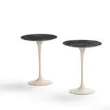 Pair of Tulip Occasional Tables by Eero Saarinen, for Knoll Associates, powder coated aluminum, marble, sold Apr 2019
