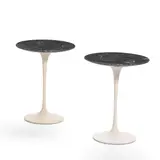 Pair of Tulip Occasional Tables by Eero Saarinen, for Knoll Associates, powder coated aluminum, marble, sold Apr 2019