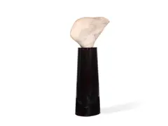 Miklós Borsos, Abstract Bust on Pedestal, marble, black acrylic, sculpture incised 'Borsos M 1965'