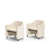 Eugenio Gerli, Pair of PS142 Lounge Chairs, for Tecno, upholstery, chromed metal