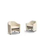 Eugenio Gerli, Pair of PS142 Lounge Chairs, for Tecno, upholstery, chromed metal