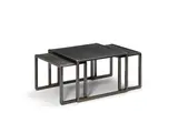 Marco Fantoni, Set of Three Tables, for Tecno, patinated metal, leather
