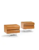 Pair of Nightstands by Vladimir Kagan, walnut, acrylic, offered Apr 2019