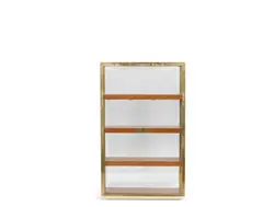 French Modern, Custom Vitrine, brass, cherry, glass