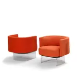 Pair of Swiveling Crescent Chairs by Vladimir Kagan, acrylic, upholstery, offered Apr 2019