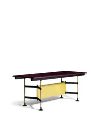 SPAZIO Work Table by Studio Bbpr, for Olivetti, leather, enamel, metal, sold Apr 2019