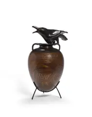 Raven Jar by William Morris, patinated bronze, etched 'William Morris 2009 1/12', sold Apr 2019
