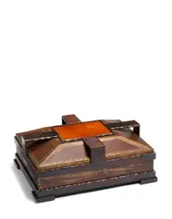 Table Box by André Dubreuil, patinated bronze, copper, enamel, sold Apr 2019